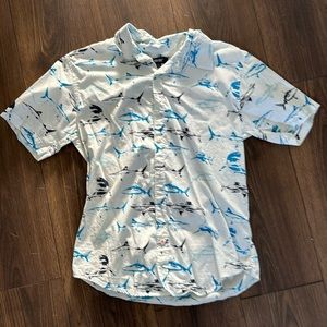 Boys button down shirt with sharks, XL